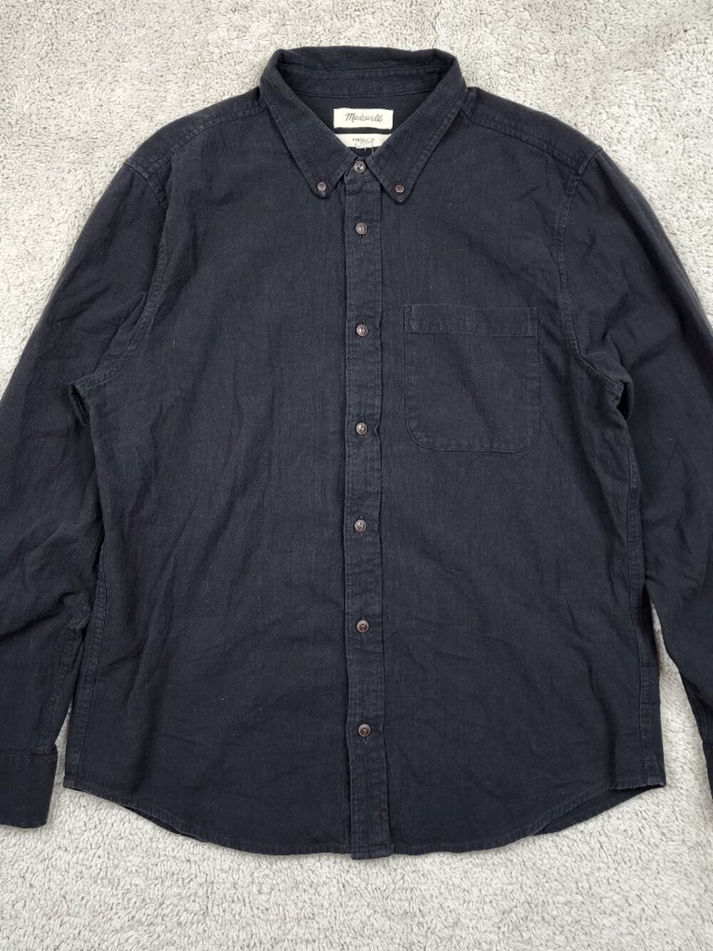 Madewell Shirt Men Unisex Black Perfect Fit Long Sleeve Button Up Large L USA